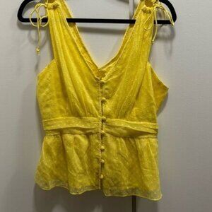 Women’s Medium Yellow Babydoll Summer Sleeveless Top